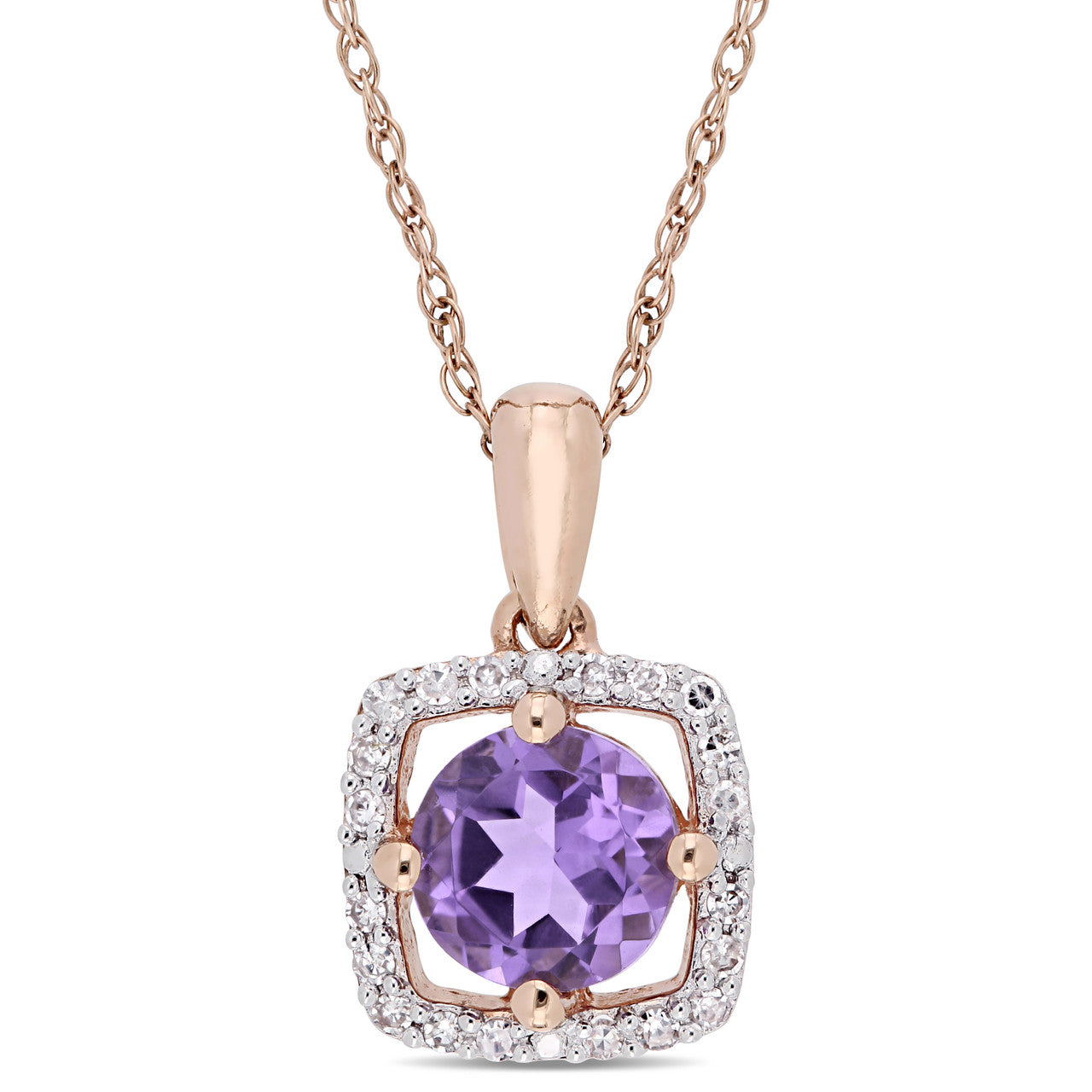 Amethyst and clearance diamond pendant