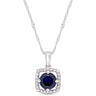 Ice Jewellery 1/10 CT Diamonds & 1 CT Created Blue Sapphire Pendant With Chain 10k White Gold GH I2;I3 - 75000004074 | Ice Jewellery Australia