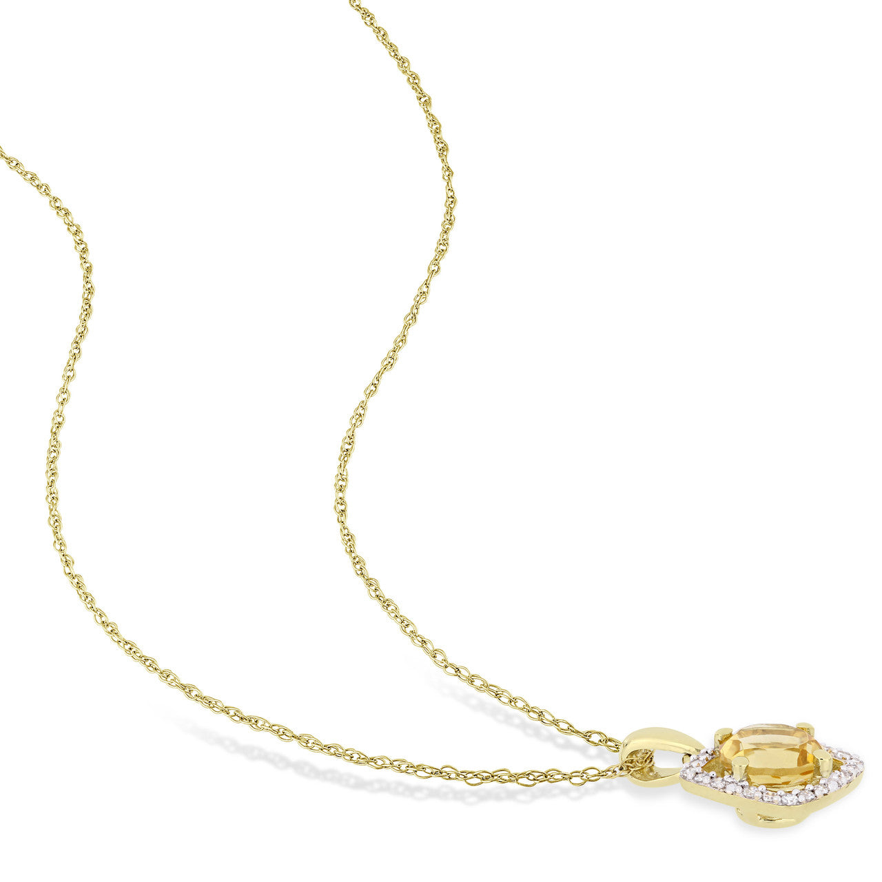 Ice Jewellery 1/10 CT Diamond TW & 3/4 CT Citrine Pendant With Chain 10k Yellow Gold GH I2;I3 - 75000004077 | Ice Jewellery Australia