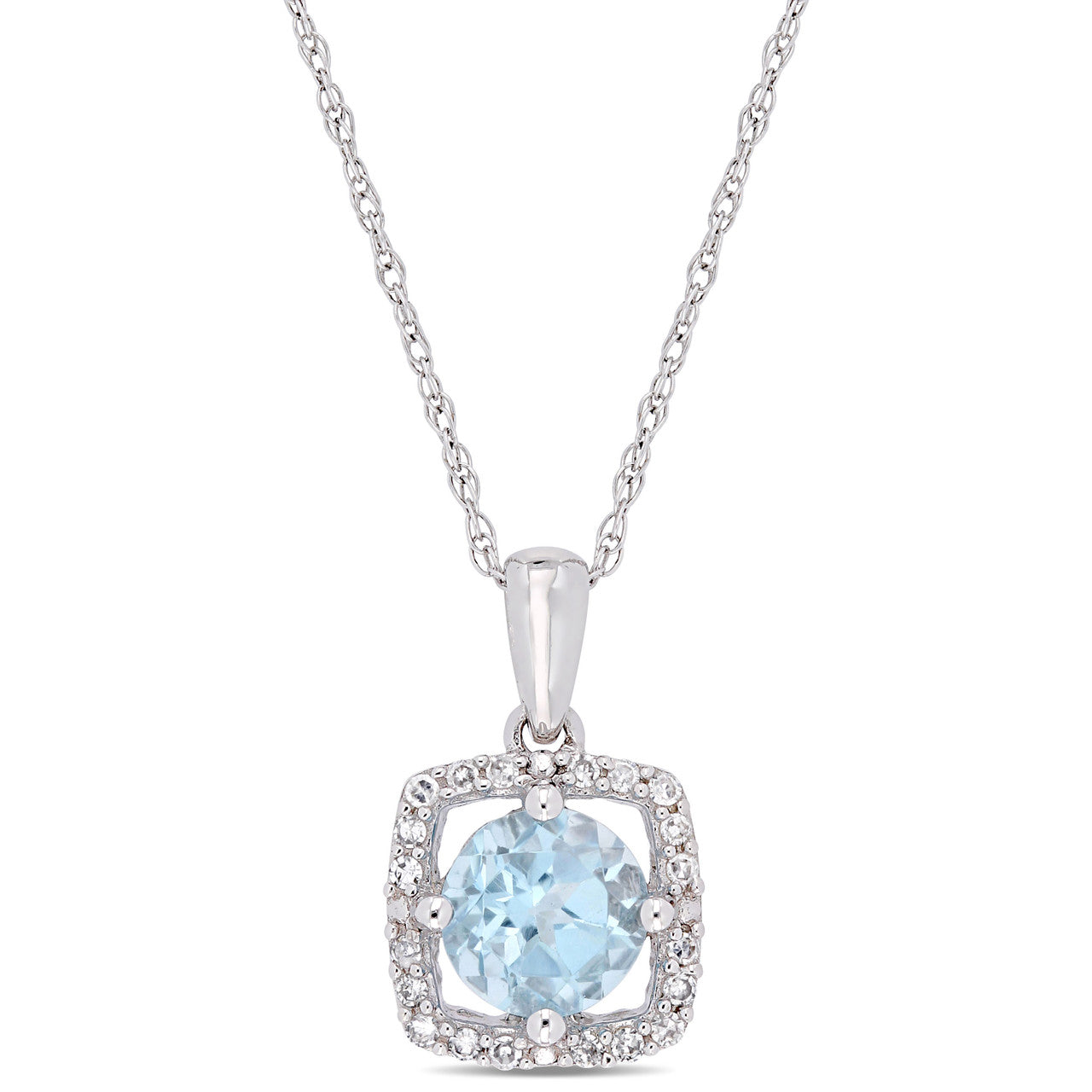 Ice Jewellery 1/10 CT Diamond TW & 1 CT TGW Blue Topaz - Sky Fashion Pendant With Chain 10k White Gold GH I2;I3 - 75000004079 | Ice Jewellery Australia