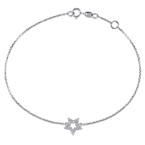 Ice Jewellery 1/10 CT TW Diamond Star Charm Bracelet in 14k White Gold - 75000004152 | Ice Jewellery Australia