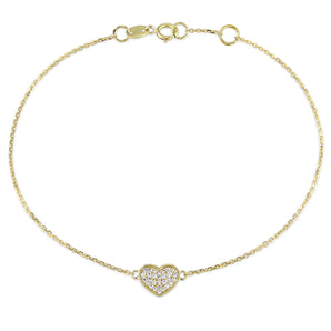 Ice Jewellery 1/10 CT TW Diamond Heart Charm Bracelet in 14k Yellow Gold - 75000004154 | Ice Jewellery Australia