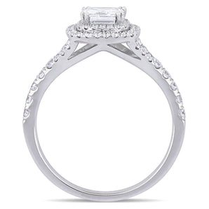 Ice Jewellery 1 1/5 CT TDW Diamond Double Halo Split Shank Engagement Ring in 14k White Gold - 75000004128 | Ice Jewellery Australia