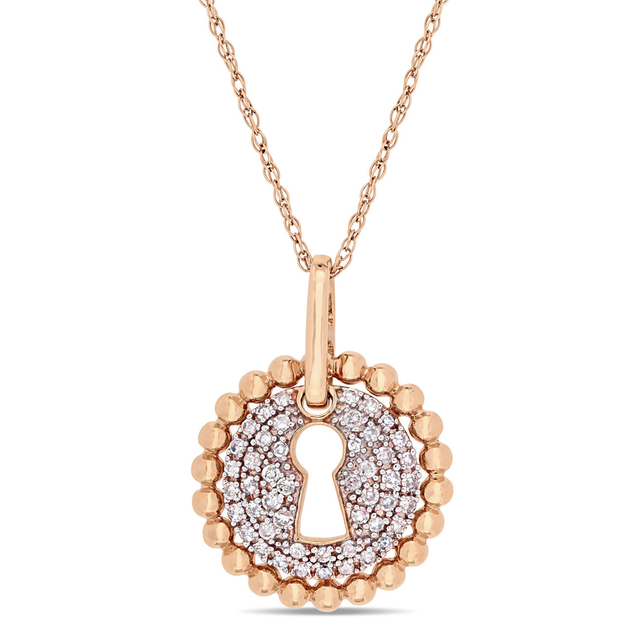 Ice Jewellery 1/5 CT Diamond TW Fashion Pendant With Chain 10k Pink Gold GH I2;I3 - 75000004229 | Ice Jewellery Australia