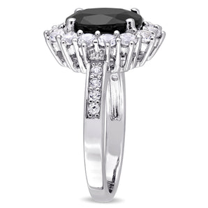 Ice Jewellery 5 CT TGW Dark Sapphire Created White Sapphire Fashion Ring Silver - 75000004233 | Ice Jewellery Australia