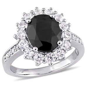 Ice Jewellery 5 CT TGW Dark Sapphire Created White Sapphire Fashion Ring Silver - 75000004233 | Ice Jewellery Australia
