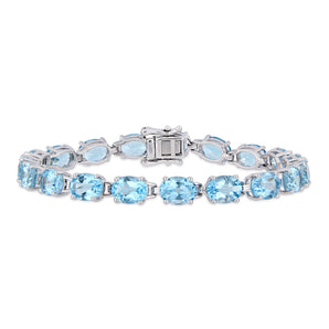 Ice Jewellery 28 1/2 CT TGW Oval-Cut Sky-Blue Topaz Tennis Bracelet In Sterling Silver - 75000004308 | Ice Jewellery Australia