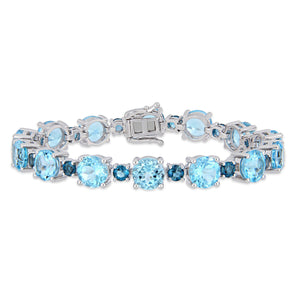 Ice Jewellery 37 1/10 CT TGW Sky-Blue Topaz & London-Blue Topaz Tennis Bracelet In Sterling Silver - 75000004311 | Ice Jewellery Australia