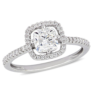 Ice Jewellery 1 1/5 CT Cushion and Round Diamonds TW Engagement Ring 14k White Gold GH I1 - 75000004345 | Ice Jewellery Australia