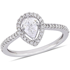Ice Jewellery 3/4 CT Pear and Round Diamonds TW Fashion Ring 14k White Gold GH I1 - 75000004350 | Ice Jewellery Australia