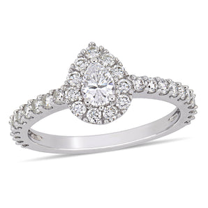 Ice Jewellery 1 CT Pear and Round Diamonds TW Fashion Ring 14k White Gold GH I1 - 75000004353 | Ice Jewellery Australia