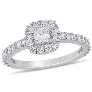 Ice Jewellery 1 CT Cushion and Round Diamonds TW Fashion Ring 14k White Gold GH I1 - 75000004355 | Ice Jewellery Australia