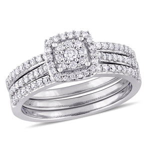 Ice Jewellery 1/2 CT Diamond TW Bridal Set Ring 14k White Gold GH I2;I3 - 75000004371 | Ice Jewellery Australia