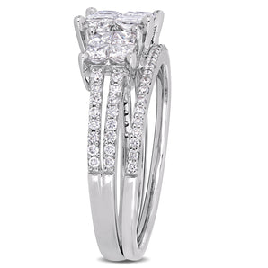 Ice Jewellery 1 1/3 CT Princess and Round Diamonds TW Fashion Ring 14k White Gold GH I2;I3 - 75000004380 | Ice Jewellery Australia