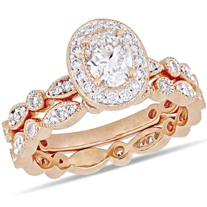 Ice Jewellery 1 CT Oval and Round Diamonds TW Fashion Ring 14k Pink Gold GH I1;I2 - 75000004381 | Ice Jewellery Australia