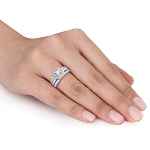 Ice Jewellery 1/2 CT Princess and Round Diamonds TW Bridal Set Ring in 14k White Gold - 75000004421 | Ice Jewellery Australia
