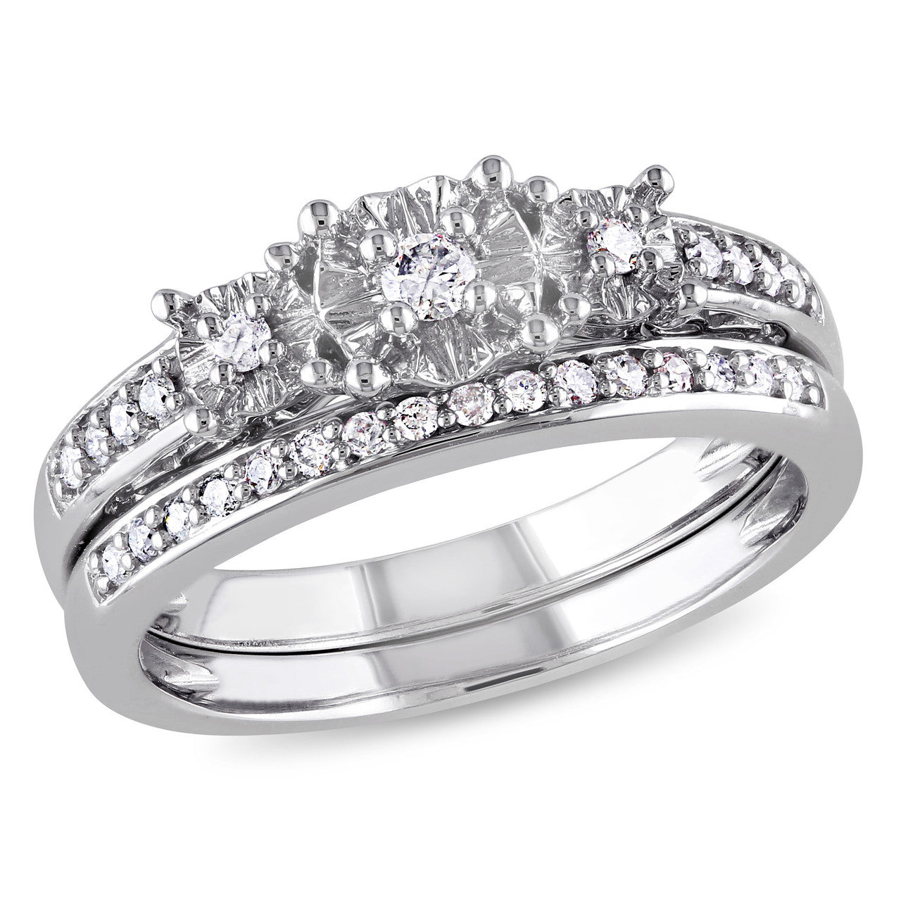 Ice Jewellery 1/4 CT Diamond TW Bridal Set Ring in 10k White Gold - 75000004425 | Ice Jewellery Australia