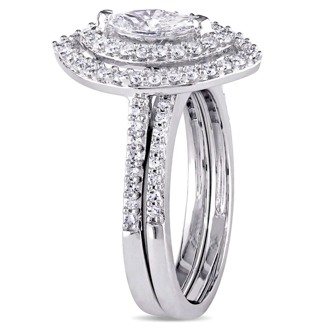 Ice Jewellery 1 CT Marquise and Round Diamonds TW Bridal Set Ring in 14k White Gold - 75000004436 | Ice Jewellery Australia