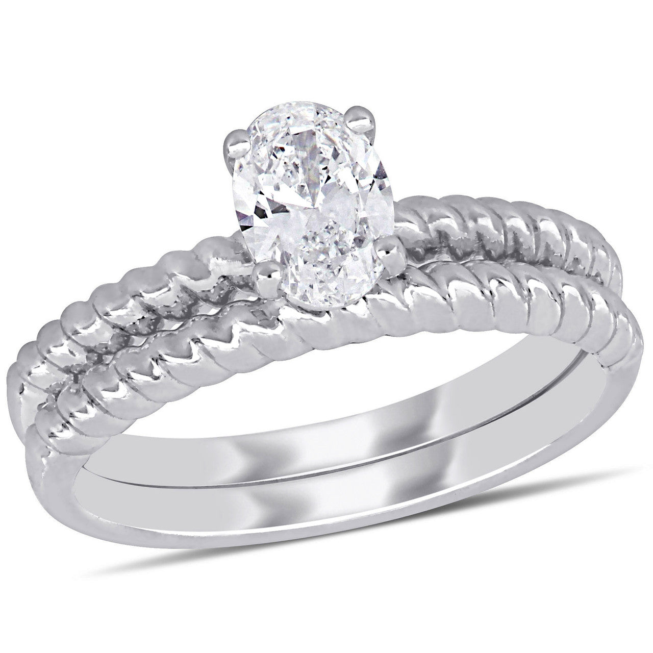 Ice Jewellery 3/4 CT TDW Engagement Ring with 3/4ct Oval Center Stone in 14k White Gold - 75000004440 | Ice Jewellery Australia