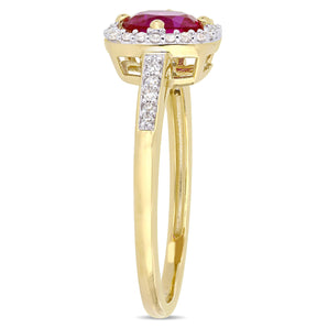 Ice Jewellery 1/7 CT Diamond TW & 1 CT TGW Created Ruby Fashion Ring 10k Yellow Gold GH I2;I3 - 75000004550 | Ice Jewellery Australia