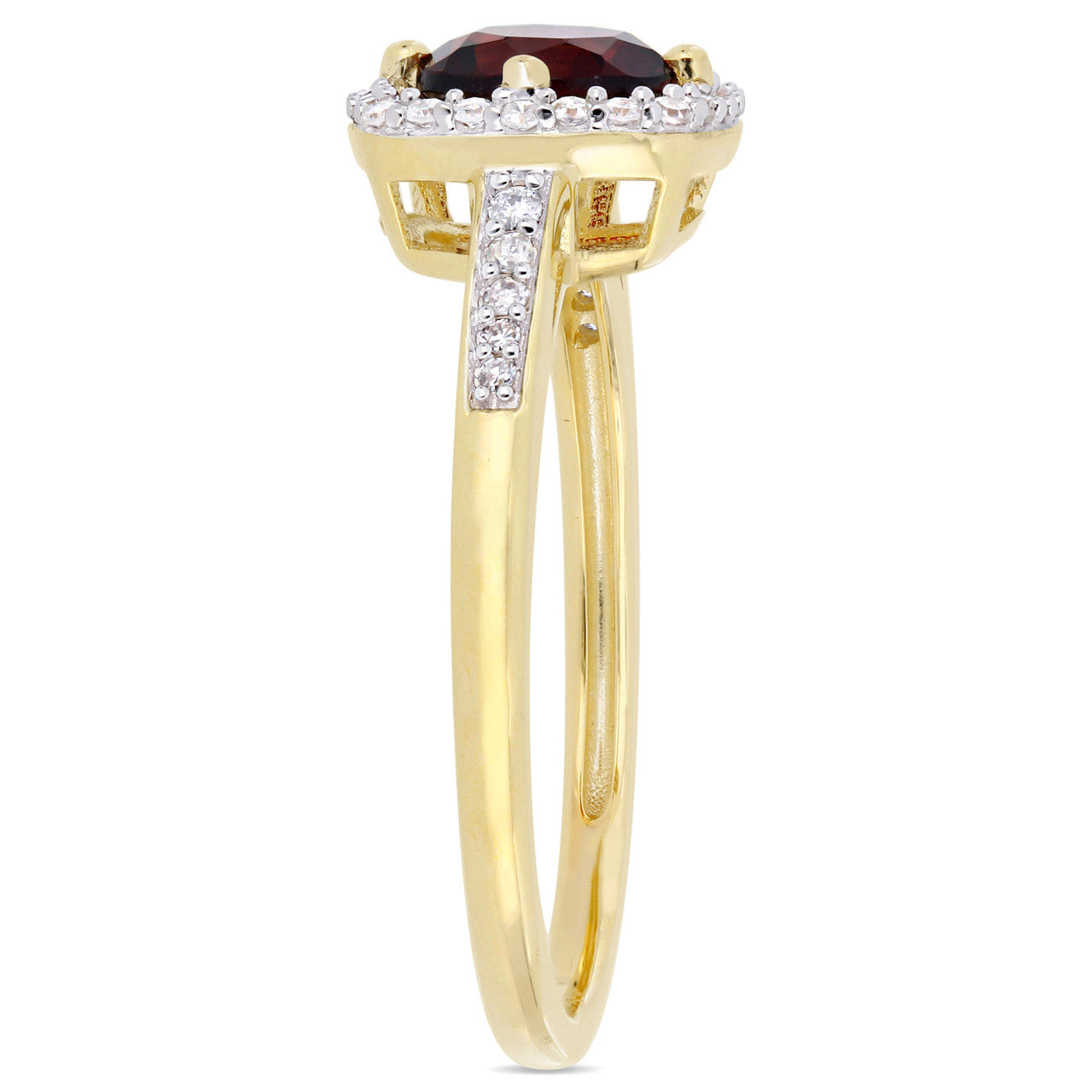 Ice Jewellery 1/7 CT Diamond TW And 1 CT TGW Garnet Fashion Ring 10k Yellow Gold GH I2;I3 - 75000004558 | Ice Jewellery Australia