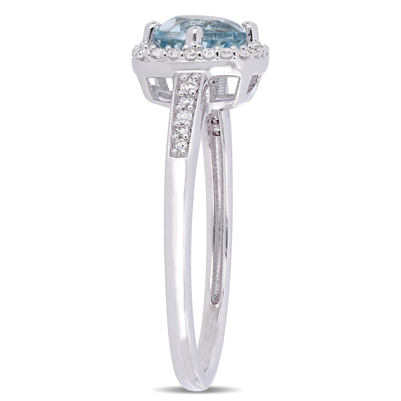Ice Jewellery 1/7 CT Diamond TW & 1 CT TGW Blue Topaz - Sky Fashion Ring 10k White Gold GH I2;I3 - 75000004571 | Ice Jewellery Australia