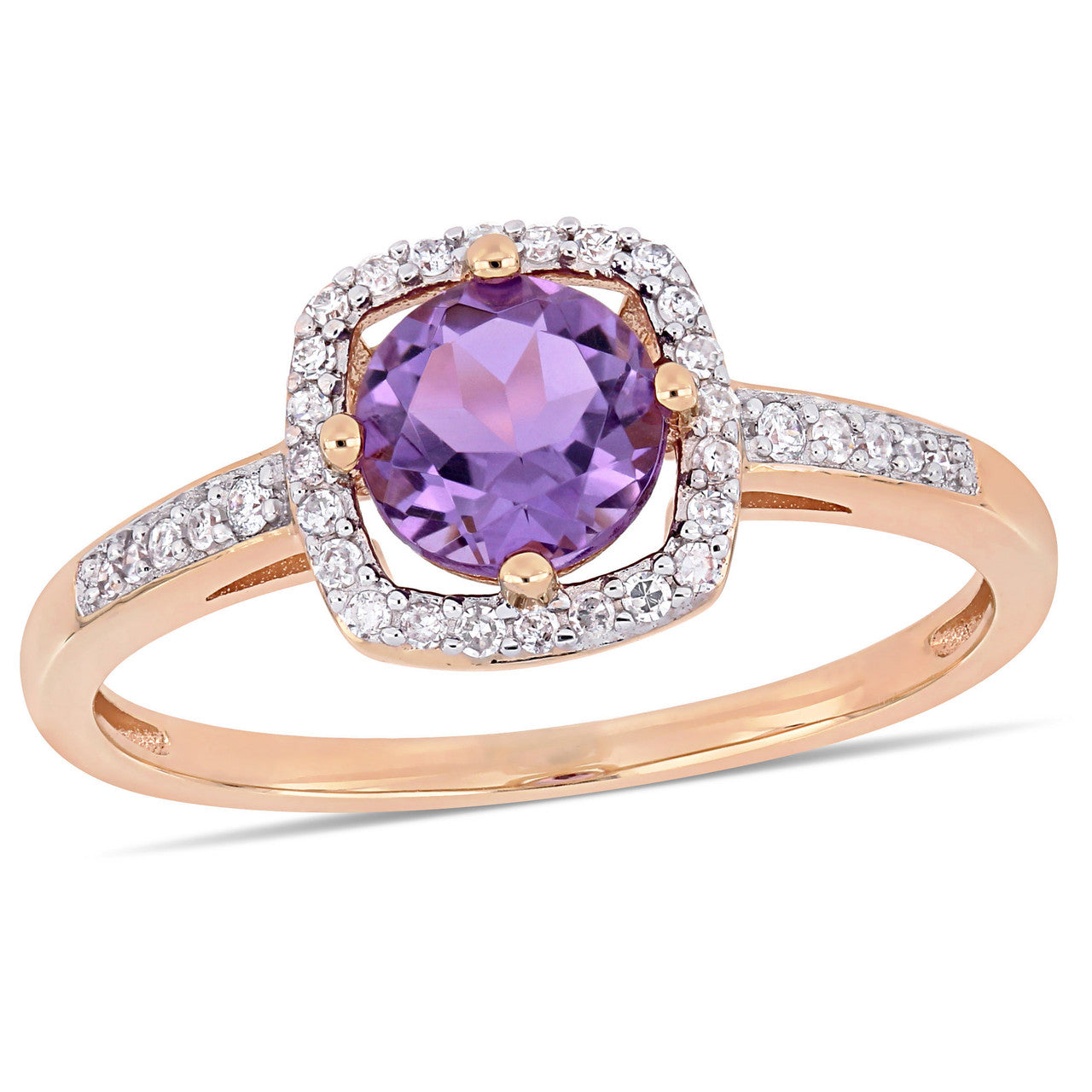 Ice Jewellery 1/7 CT Diamond TW And 5/8 CT TGW Amethyst Fashion Ring 10k Pink Gold GH I2;I3 - 75000004584 | Ice Jewellery Australia