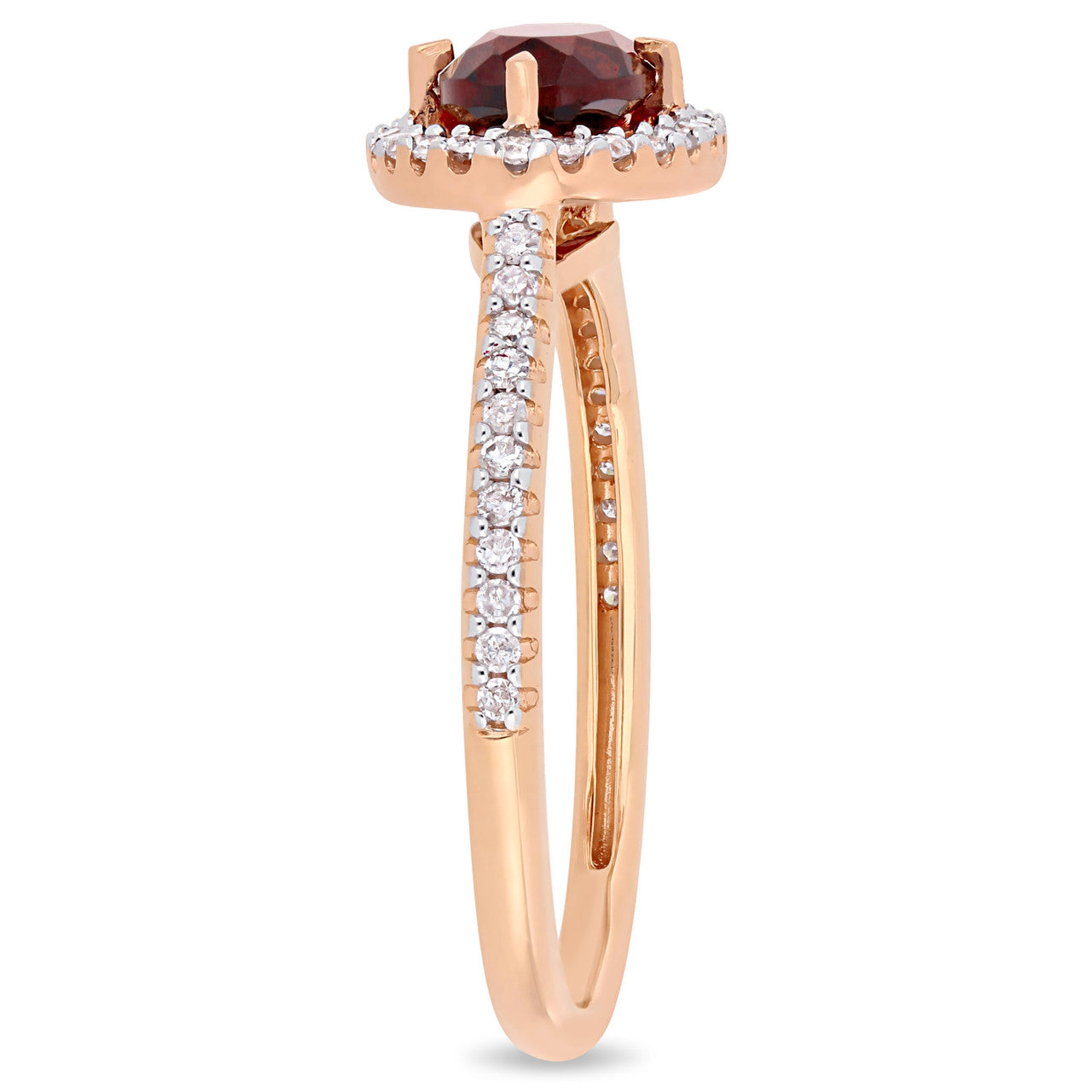 Ice Jewellery 1/4 CT Diamond TW And 1 CT TGW Garnet Fashion Ring 10k Pink Gold GH I2;I3 - 75000004587 | Ice Jewellery Australia