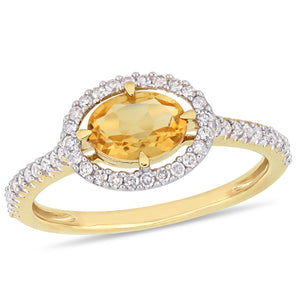 Ice Jewellery 1/4 CT Diamond TW And 3/4 CT TGW Citrine Fashion Ring 10k Yellow Gold GH I2;I3 - 75000004589 | Ice Jewellery Australia