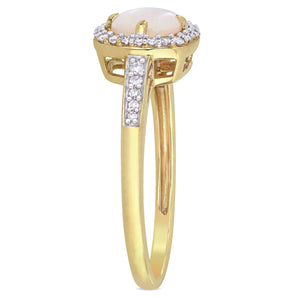 Ice Jewellery 1/7 CT Diamond TW And 5/8 CT TGW Opal Fashion Ring 10k Yellow Gold GH I2;I3 - 75000004582 | Ice Jewellery Australia