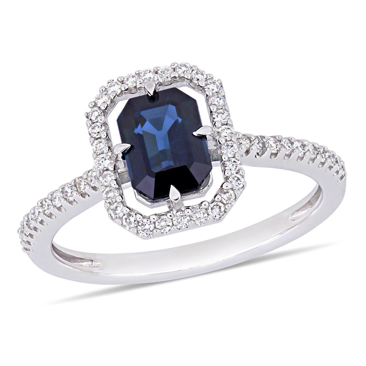 Ice Jewellery 1/4 CT Diamond TW & 1 1/6 CT TGW Blue Sapphire - CN Fashion Ring 14k White Gold GH I1 - 75000004598 | Ice Jewellery Australia