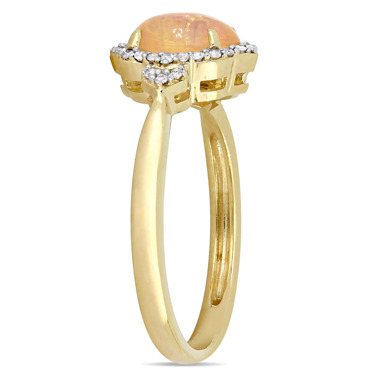 Ice Jewellery 1/8 CT Diamond TW & 3/4 CT TGW Ethiopian Opal-Yellow Fashion Ring 10k Yellow Gold GH I2;I3 - 75000004596 | Ice Jewellery Australia