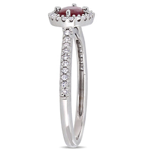 Ice Jewellery 1/5 CT Diamond TW And 3/5 CT TGW Ruby-CN Fashion Ring 14k White Gold GH I1;I2 - 75000004594 | Ice Jewellery Australia