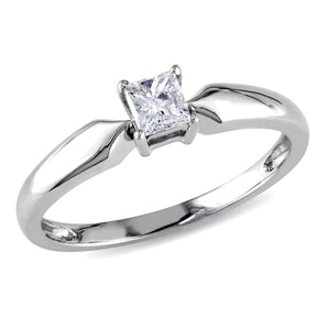 Ice Jewellery 1/4 CT Princess Diamond TW Solitaire Ring 10k White Gold I2;I3 - 75000004534 | Ice Jewellery Australia