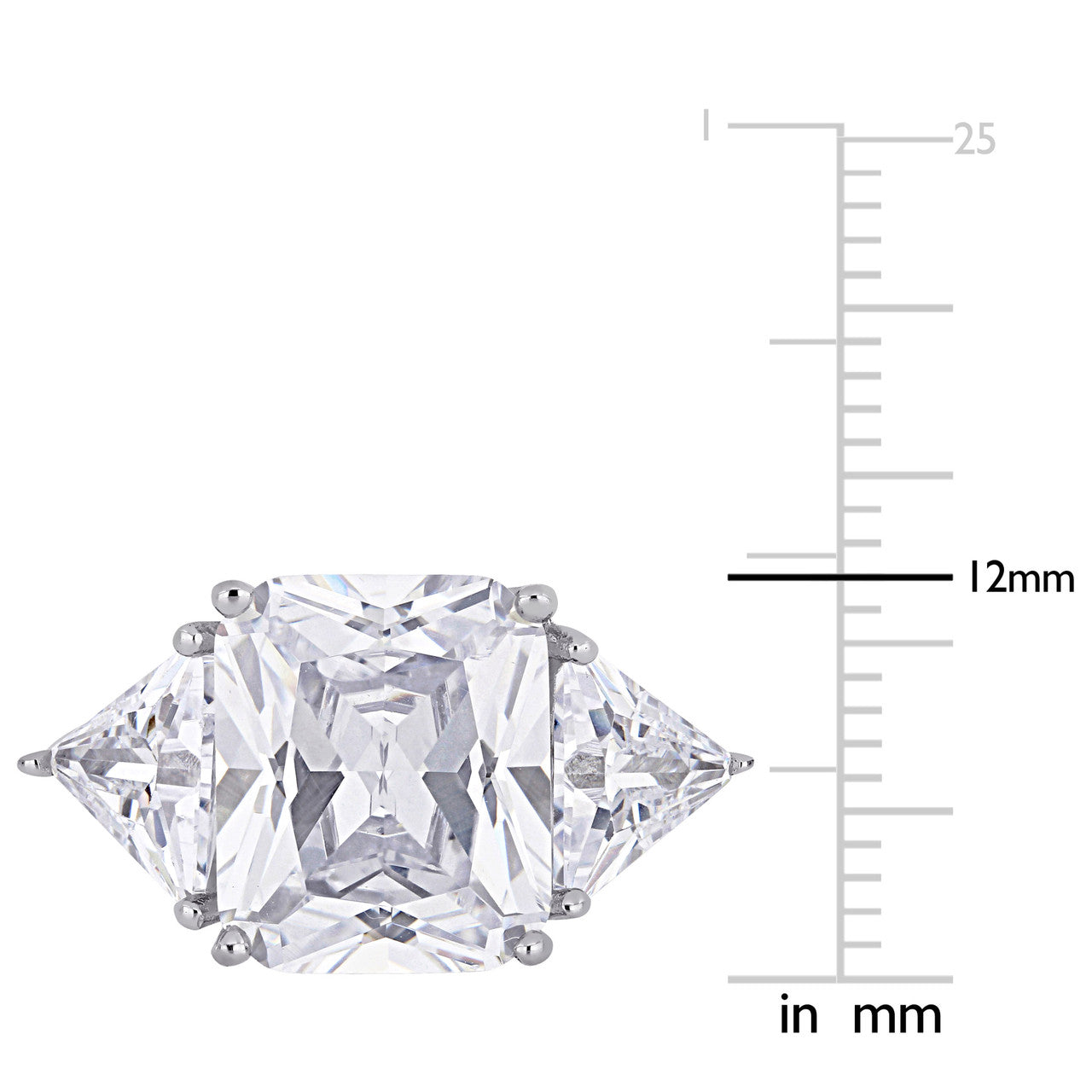 Ice Jewellery 14 CT TGW Cubic Zirconia 3-Stone Cocktail Ring in Sterling Silver - 75000004626 | Ice Jewellery Australia
