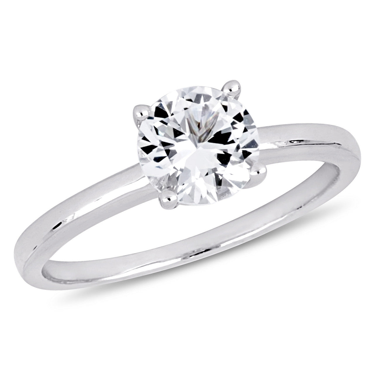 Ice Jewellery 1 1/4 CT TGW Created White Sapphire Solitaire Ring in 10k White Gold - 75000004676 | Ice Jewellery Australia
