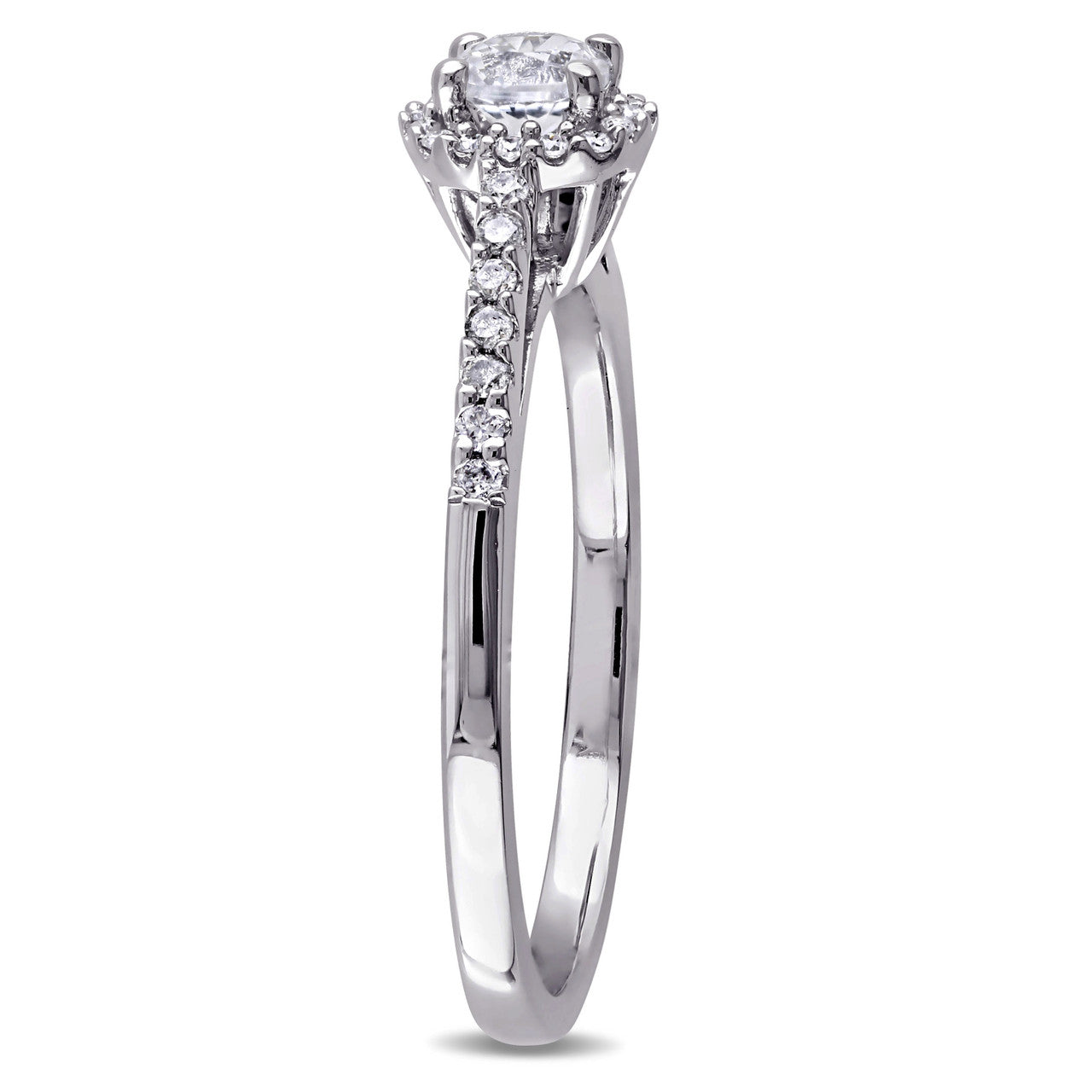 Ice Jewellery 1/7 CT Diamond TW and 1/3 CT TGW Created White Sapphire Ring in 14k White Gold - 75000004675 | Ice Jewellery Australia