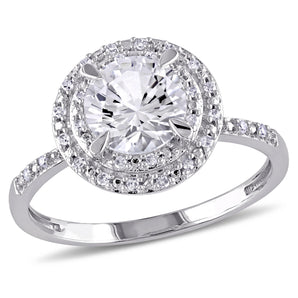 Ice Jewellery 1/10 CT Diamond TW & 1 5/8 CT TGW Created White Sapphire Fashion Ring 10k White Gold GH I1;I2 - 75000004662 | Ice Jewellery Australia