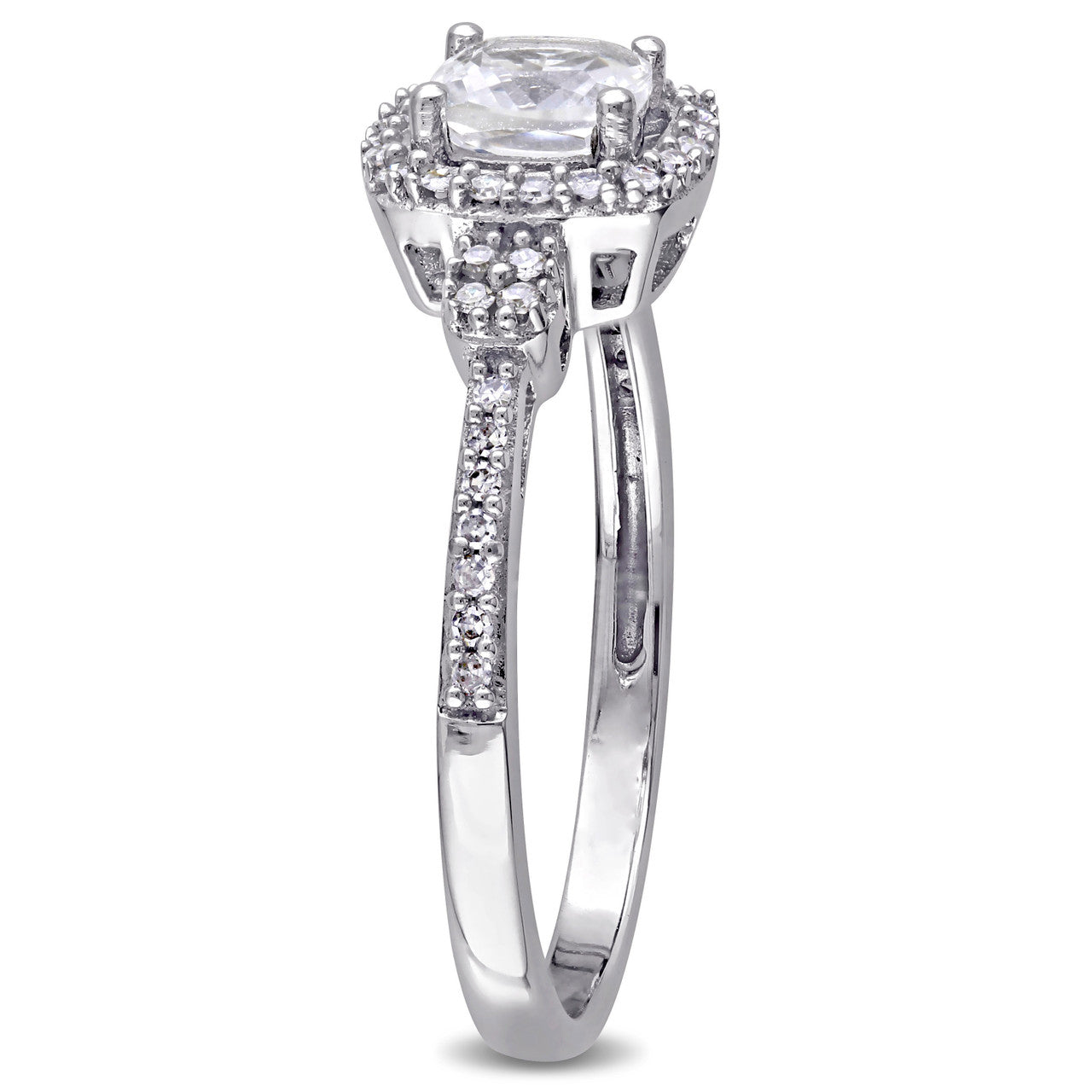 Ice Jewellery 1/6 CT Diamond TW and 3/4 CT TGW Created White Sapphire Ring in 10k White Gold - 75000004656 | Ice Jewellery Australia