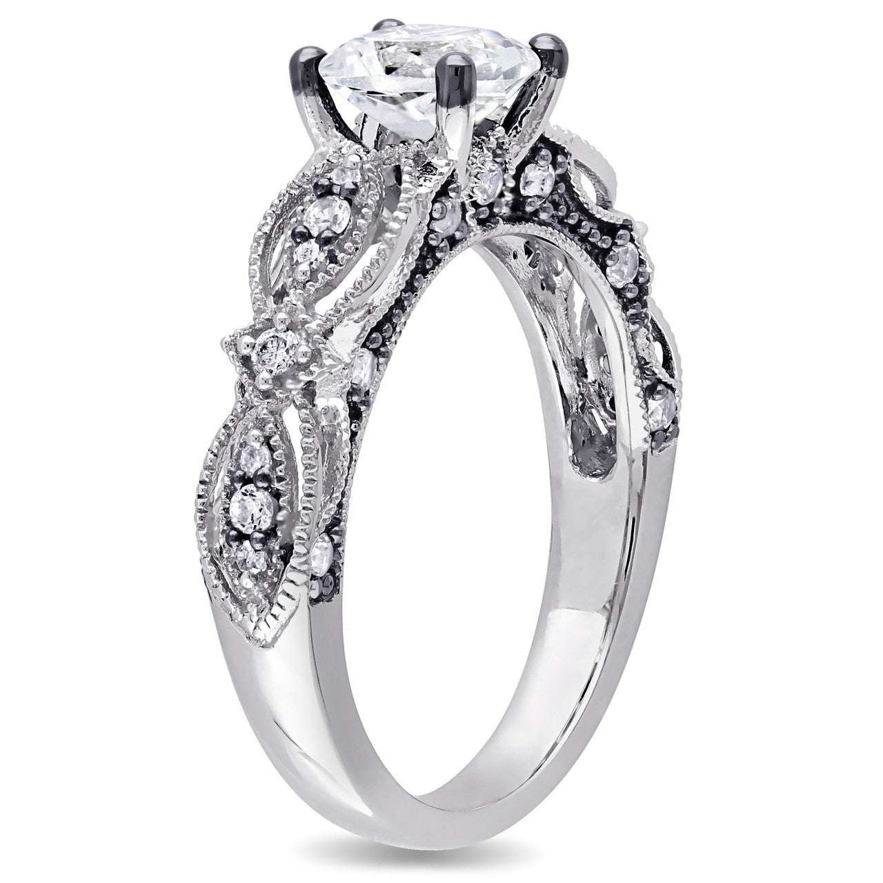 Ice Jewellery 0.07 CT Diamond TW & 1 5/8 CT TGW Created White Sapphire Ring in 10k White Gold - 75000004663 | Ice Jewellery Australia