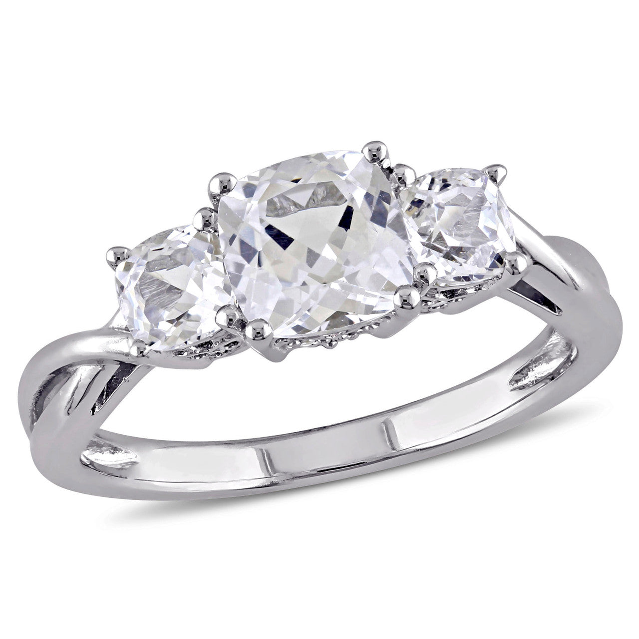 Ice Jewellery 0.04 CT Diamond TW and 2 CT TGW Created White Sapphire Ring in 10k White Gold - 75000004660 | Ice Jewellery Australia