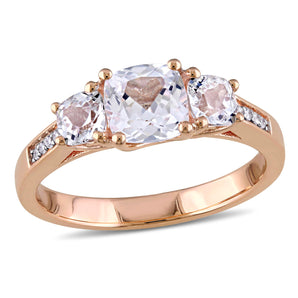 Ice Jewellery 0.04 CT Diamond TW and 2 CT TGW Created White Sapphire Ring in 10k Rose Gold - 75000004659 | Ice Jewellery Australia