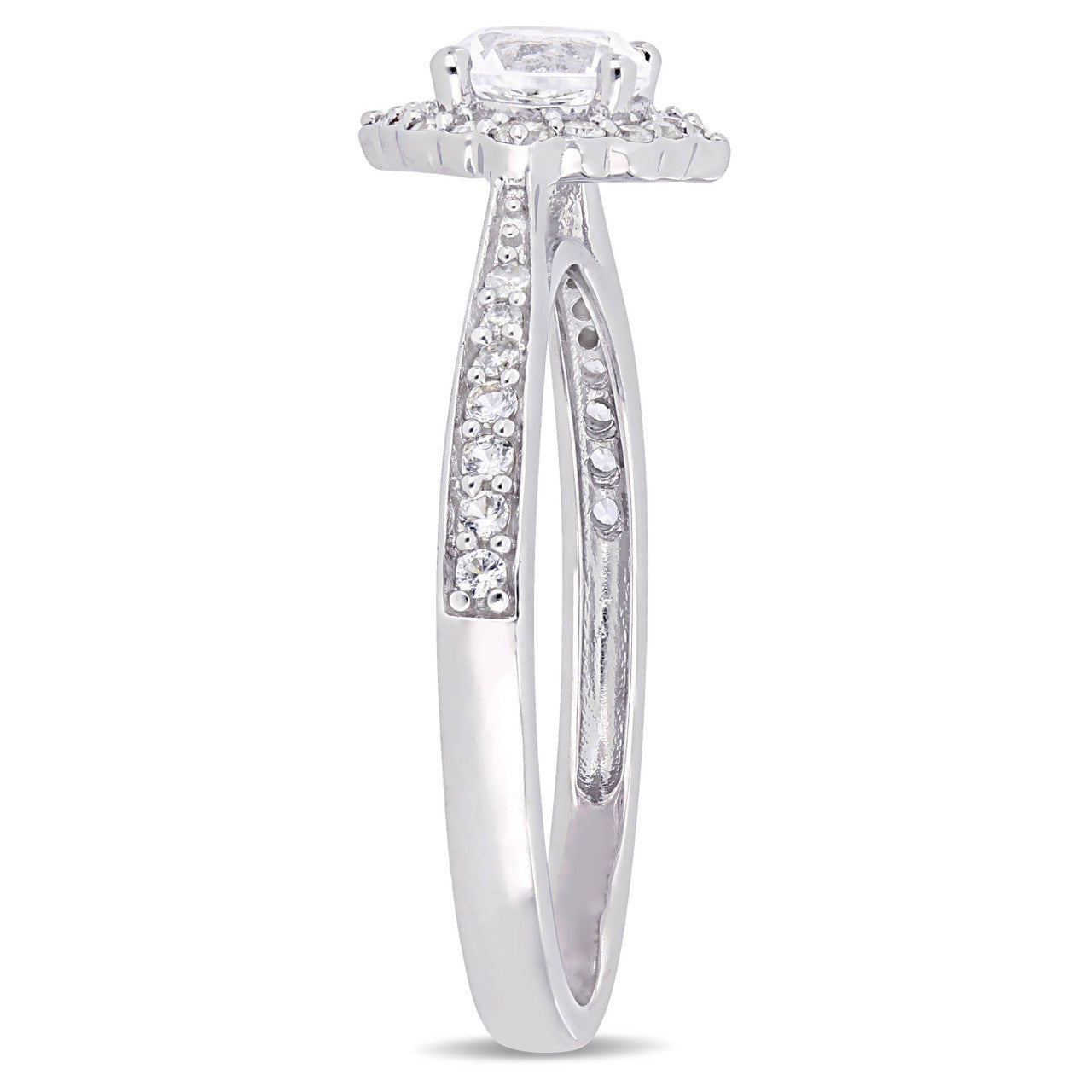 Ice Jewellery 1/10 CT Diamond TW and 4/5 CT TGW Created White Sapphire Ring in 10k White Gold - 75000004671 | Ice Jewellery Australia
