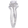 Ice Jewellery 1/10 CT Diamond TW and 1 CT TGW Created White Sapphire Ring in 10k White Gold 75000004672 | Ice Jewellery Australia