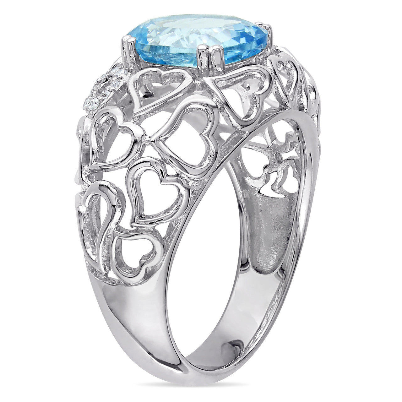 Ice Jewellery 0.06 CT Diamond TW and 3 CT TGW Sky Blue Topaz Ring in Sterling Silver - 75000004822 | Ice Jewellery Australia