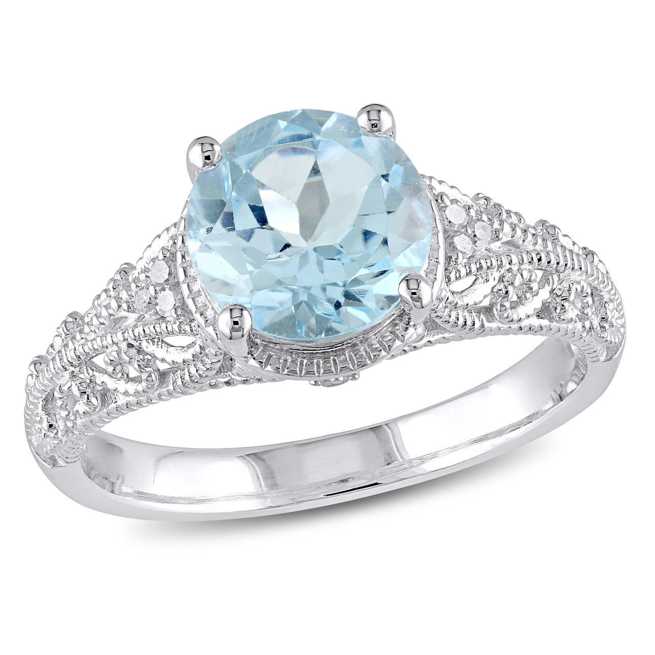 Ice Jewellery 0.04 CT Diamond TW & 2 1/3 CT TGW Sky Blue Topaz Cocktail Ring in Sterling Silver - 75000004824 | Ice Jewellery Australia