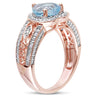Ice Jewellery 1/10 CT Diamond TW and 2 CT TGW Sky Blue Topaz Heart Ring in Rose Plated Silver - 75000004823 | Ice Jewellery Australia
