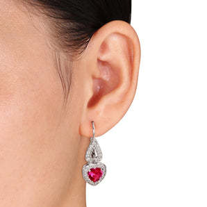 Ice Jewellery 4 7/8 CT TGW Created Ruby & Created White Sapphire LeverBack Earrings in Sterling Silver - 75000004879 | Ice Jewellery Australia