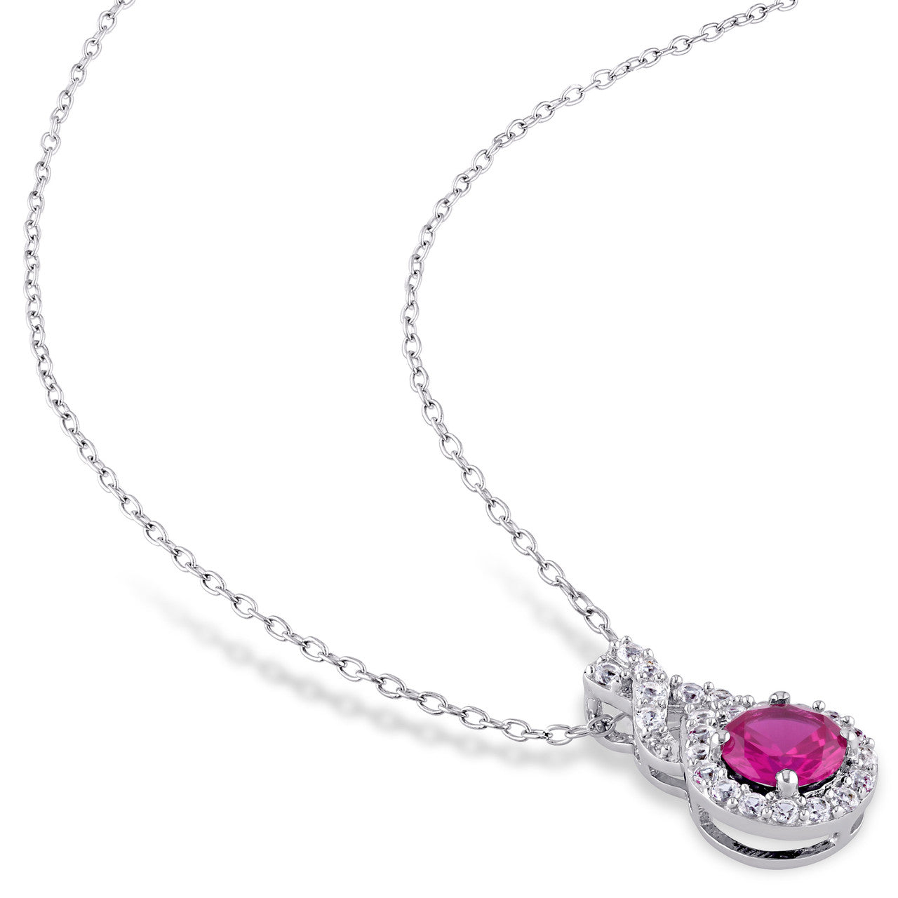 Ice Jewellery 1 4/5 CT TGW Created White Sapphire Created Ruby Fashion Pendant With Chain in Sterling Silver - 75000004877 | Ice Jewellery Australia