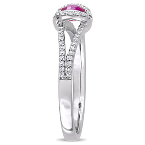 Ice Jewellery 1/5 CT Diamond TW and 1/3 CT TGW Ruby Fashion Ring in 14k White Gold - 75000004900 | Ice Jewellery Australia